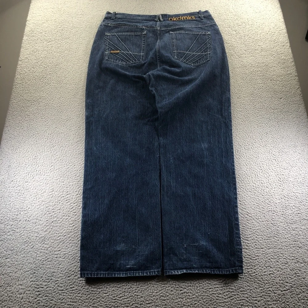 Akademiks Jeans Mens 40x34 Blue Baggy Y2K Distressed 90s Wide Leg Skater